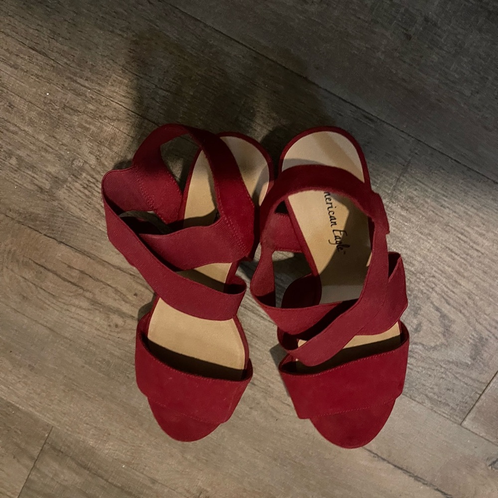 American Eagle Outfitters Red Sandals with Chunky Heel